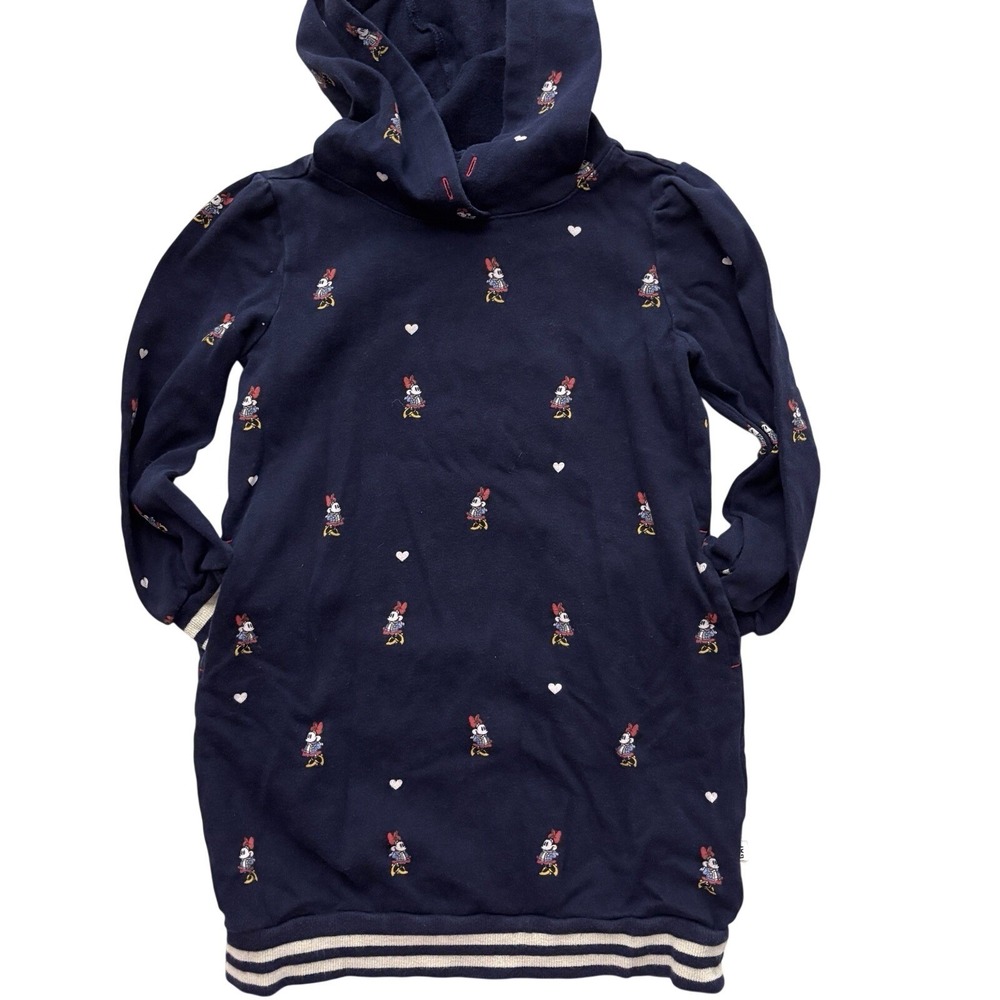 GapKids × Disney Size Small 6-7 Minnie‎ Mouse Navy Blue Hoodie Dress Pockets